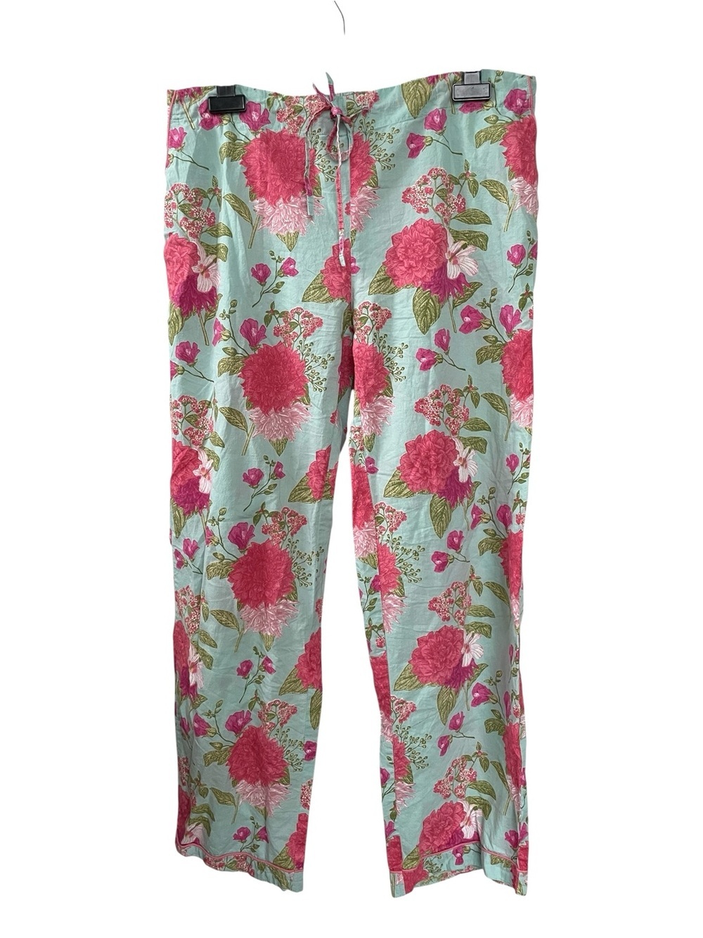 MAHOGANY Floral Cotton Pajama Pants - Pink Floral on Light Green Blue M